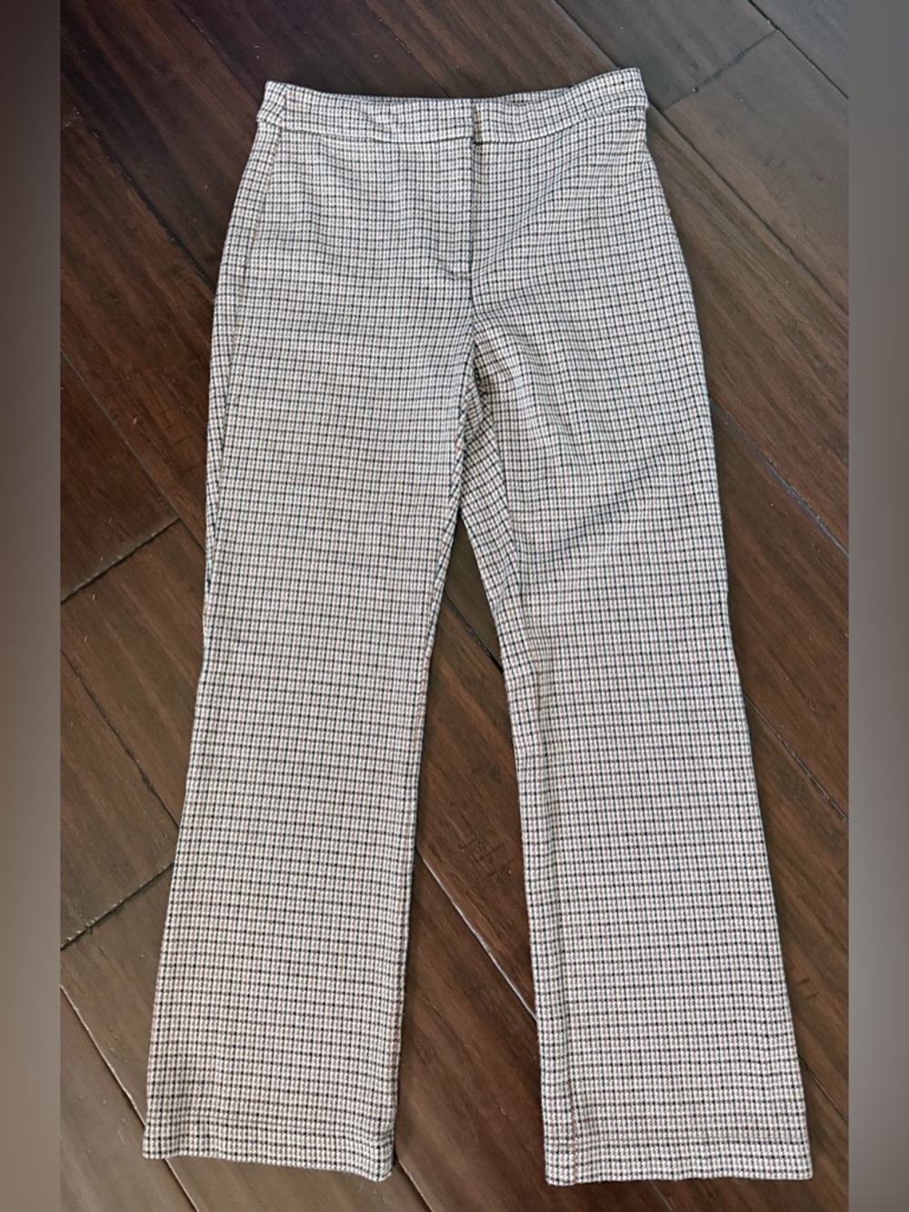 Theory Cropped Houndstooth Pull-On Trousers - Black/White 00 - Picture 4 of 7